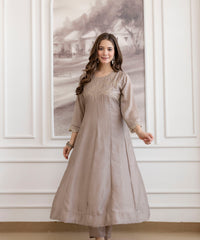 Women's Embroidered Vichitra Silk Kurta Pant Set with Dupatta thumbnail