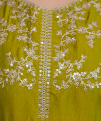 Women's Embroidered Vichitra Silk Kurta Pant Set with Dupatta thumbnail