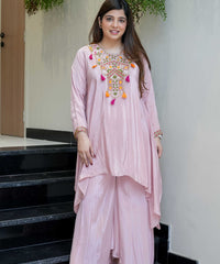 Women's French Crepe Embroidered Kurti with Pant Set – SK-URMILA thumbnail