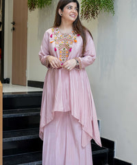 Women's French Crepe Embroidered Kurti with Pant Set – SK-URMILA thumbnail