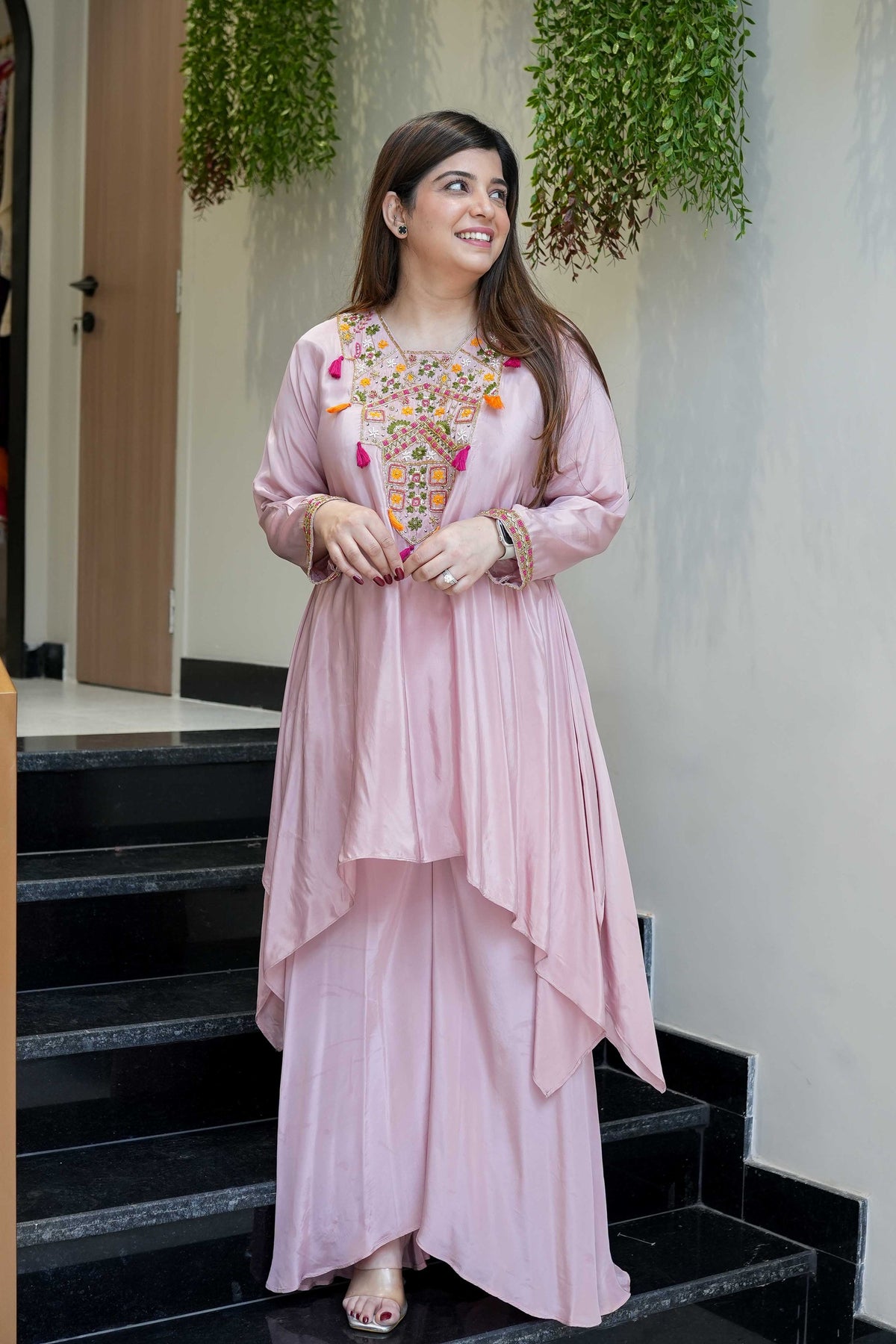 Women's French Crepe Embroidered Kurti with Pant Set – SK-URMILA