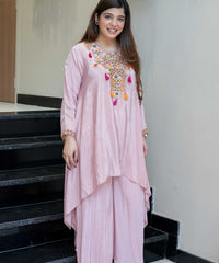 Women's French Crepe Embroidered Kurti with Pant Set – SK-URMILA thumbnail