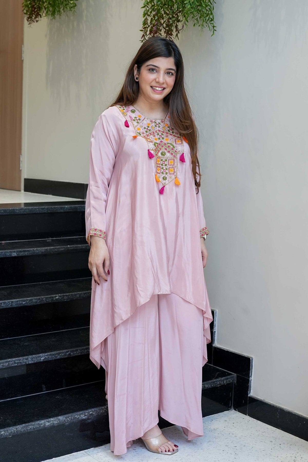 Women's French Crepe Embroidered Kurti with Pant Set – SK-URMILA