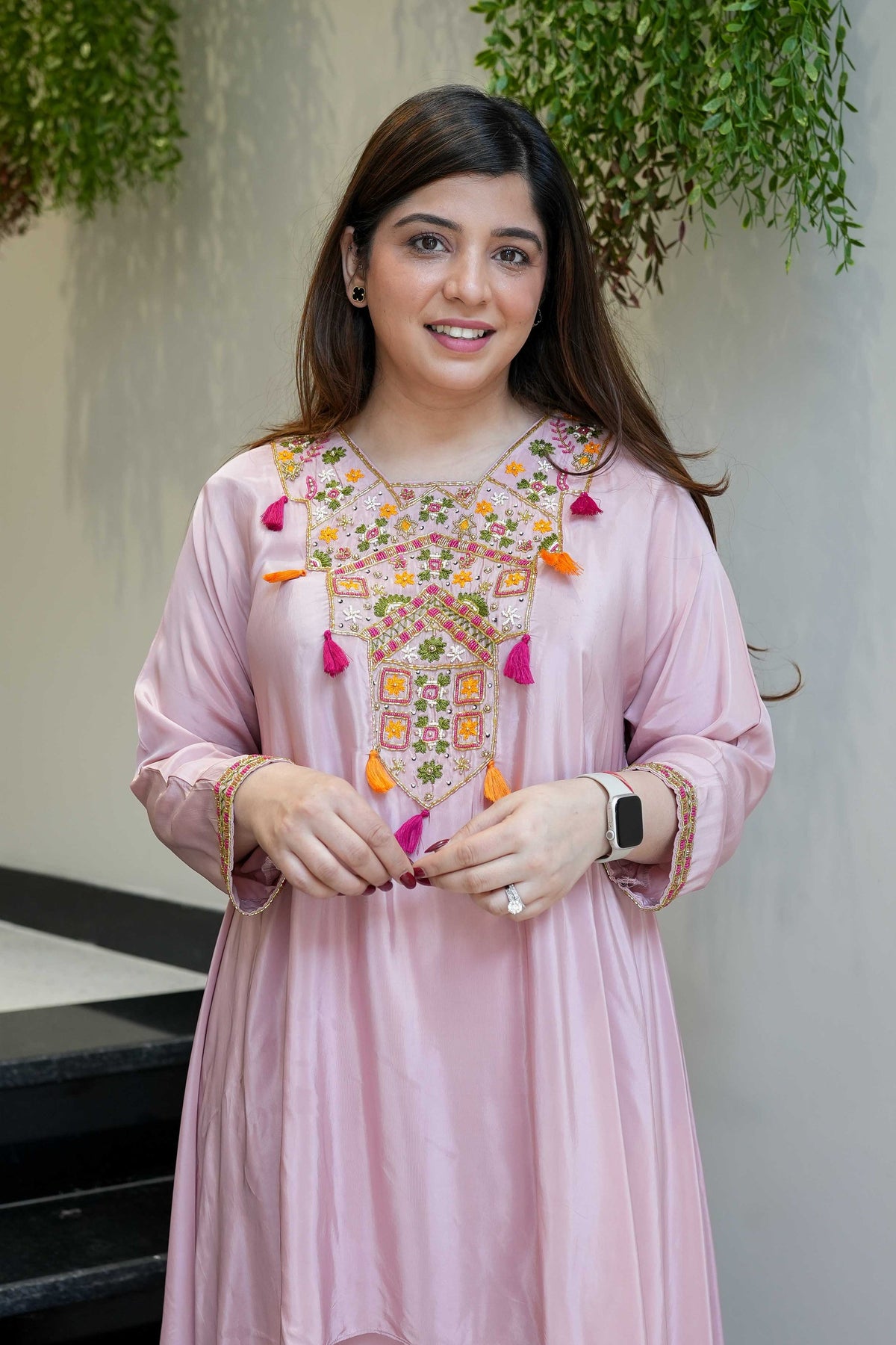 Women's French Crepe Embroidered Kurti with Pant Set – SK-URMILA