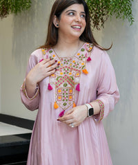 Women's French Crepe Embroidered Kurti with Pant Set – SK-URMILA thumbnail