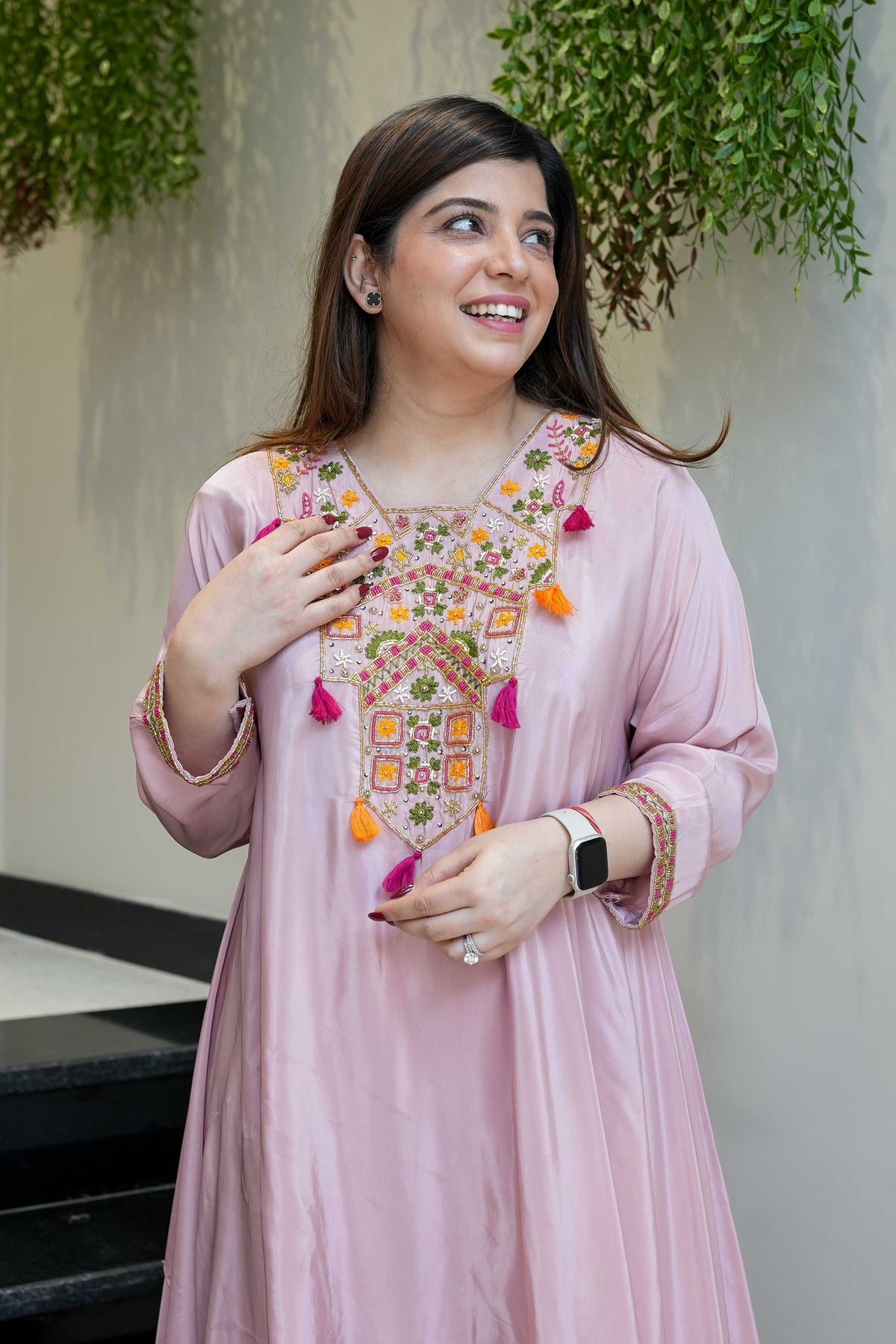 Women's French Crepe Embroidered Kurti with Pant Set – SK-URMILA