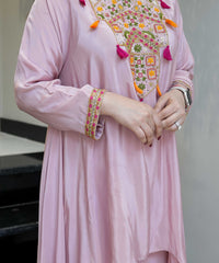 Women's French Crepe Embroidered Kurti with Pant Set – SK-URMILA thumbnail