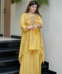 Women's French Crepe Embroidered Kurti with Pant Set – SK-URMILA thumbnail