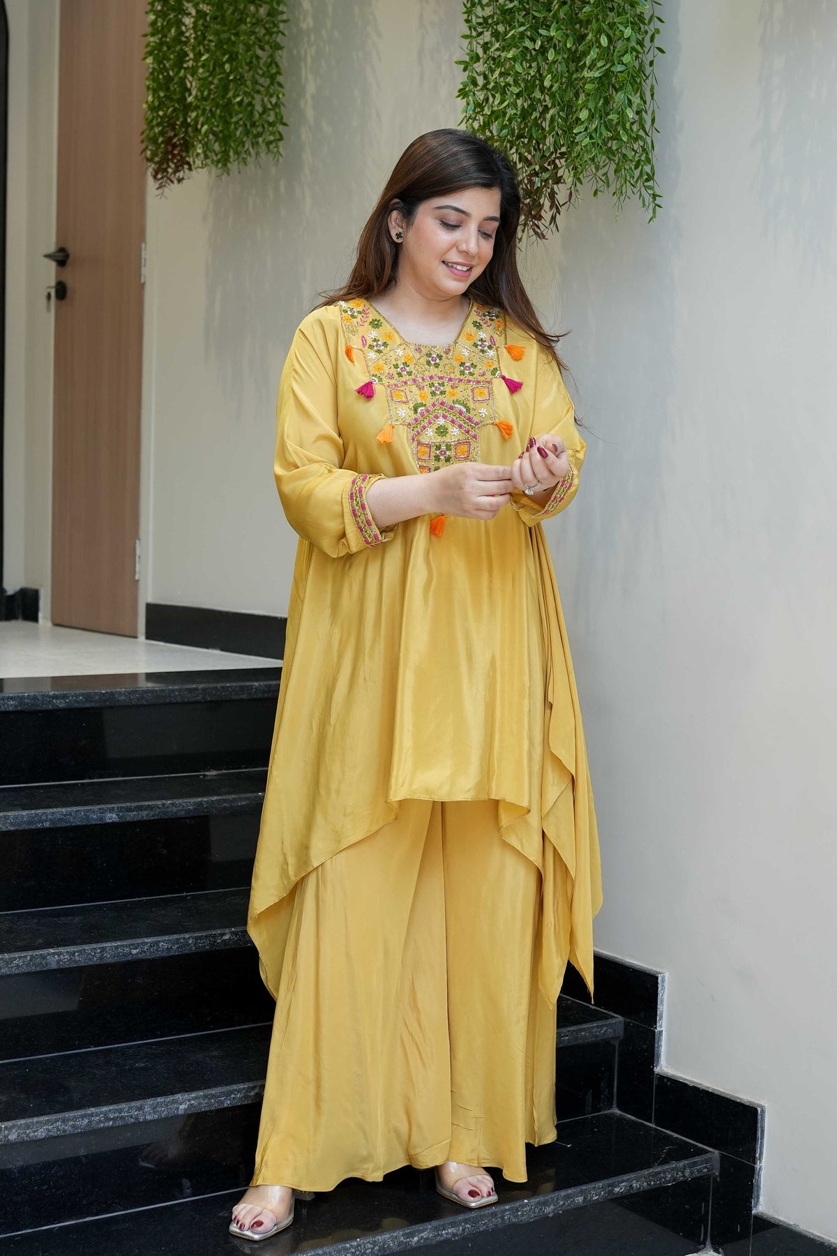 Women's French Crepe Embroidered Kurti with Pant Set – SK-URMILA