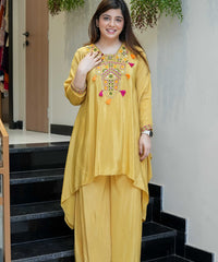 Women's French Crepe Embroidered Kurti with Pant Set – SK-URMILA thumbnail