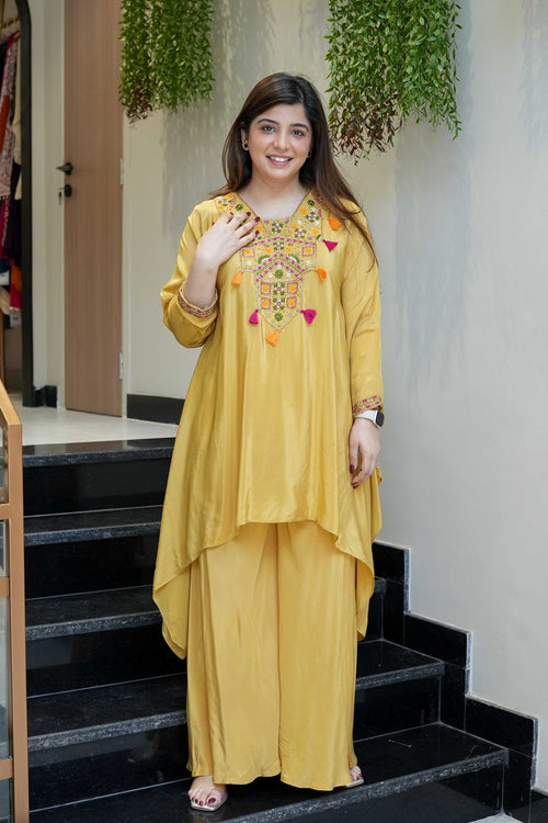 Women's French Crepe Embroidered Kurti with Pant Set – SK-URMILA