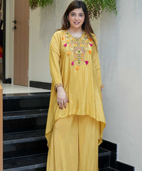 Women's French Crepe Embroidered Kurti with Pant Set – SK-URMILA thumbnail