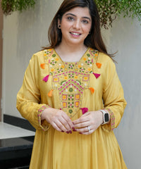 Women's French Crepe Embroidered Kurti with Pant Set – SK-URMILA thumbnail