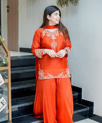 Women's Embroidered Natural Crepe Kurta Pant Set with Dupatta – VI-DRISHTI thumbnail