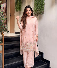 Women's Embroidered Kurta Pant Set with Dupatta thumbnail