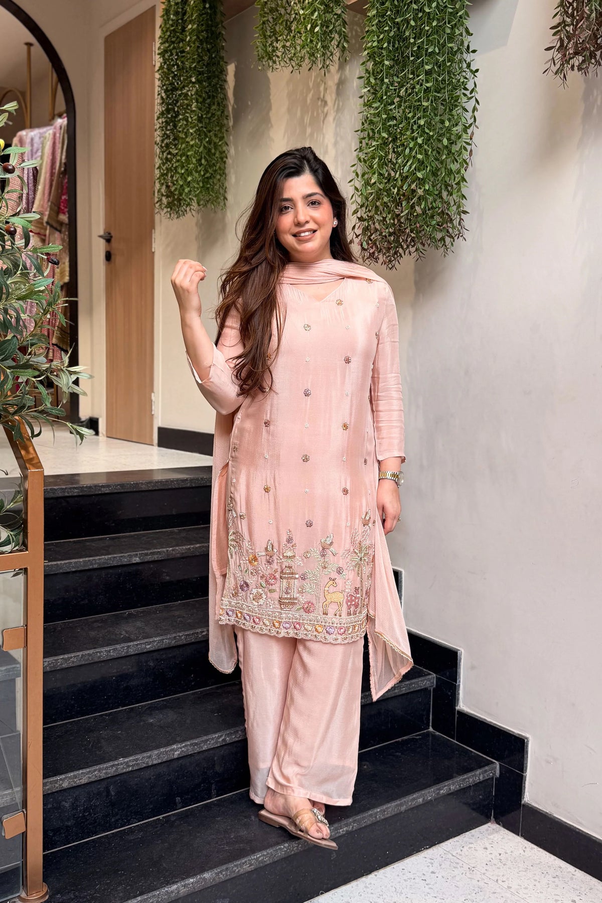Women's Embroidered Kurta Pant Set with Dupatta