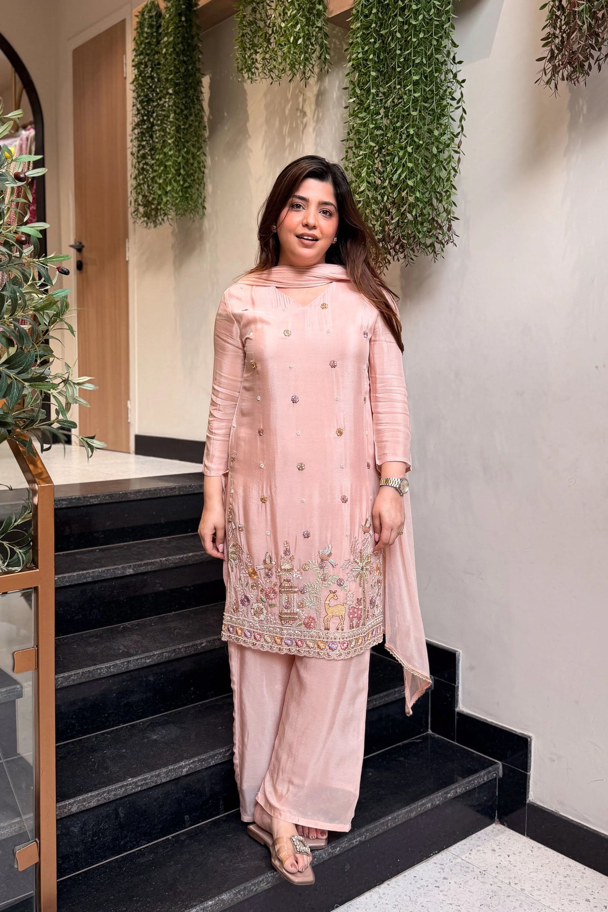 Women's Embroidered Kurta Pant Set with Dupatta