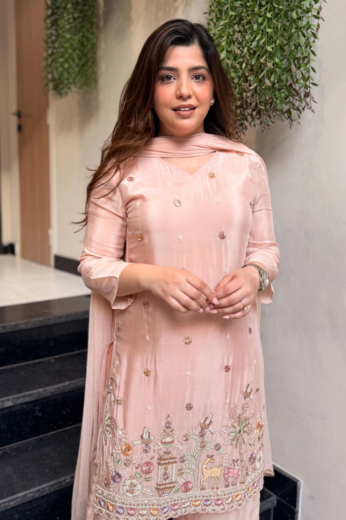 Women's Embroidered Kurta Pant Set with Dupatta