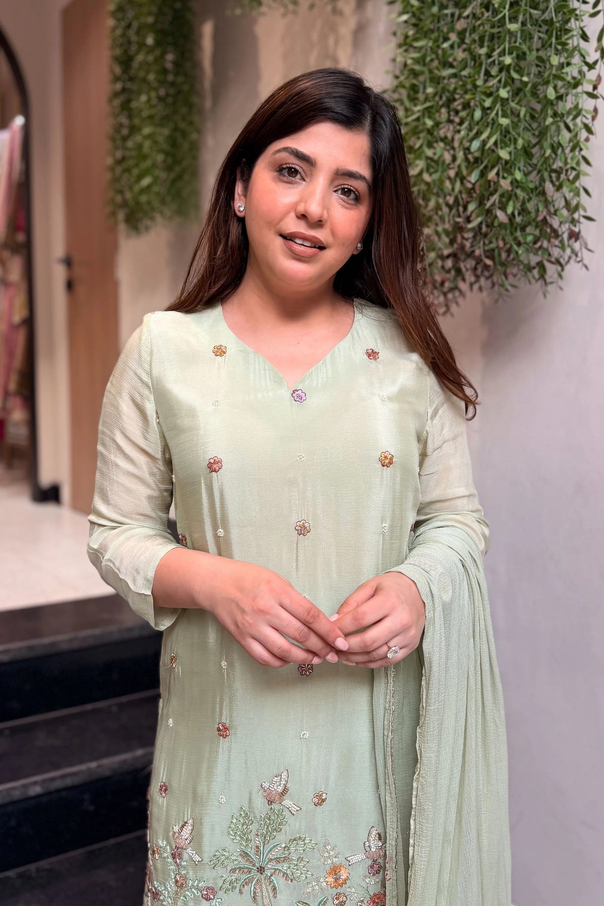 Women's Embroidered Kurta Pant Set with Dupatta