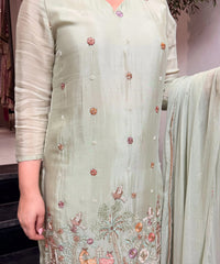 Women's Embroidered Kurta Pant Set with Dupatta thumbnail