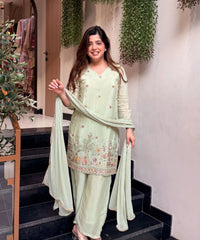 Women's Embroidered Kurta Pant Set with Dupatta thumbnail