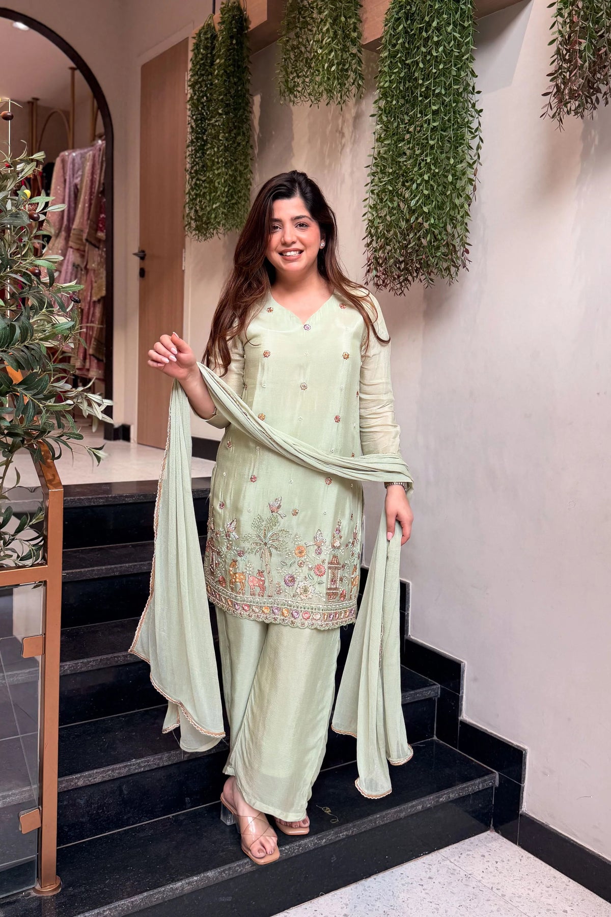Women's Embroidered Kurta Pant Set with Dupatta