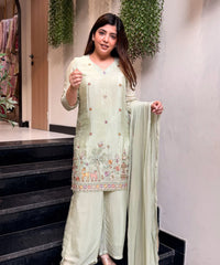 Women's Embroidered Kurta Pant Set with Dupatta thumbnail