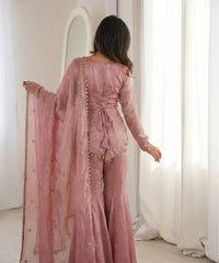 Women's Fandy Silk Embroidered Kurta Pant Set with Dupatta thumbnail