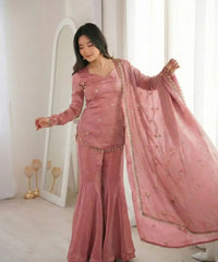 Women's Fandy Silk Embroidered Kurta Pant Set with Dupatta thumbnail