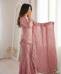 Women's Fandy Silk Embroidered Kurta Pant Set with Dupatta thumbnail