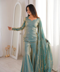 Women's Fandy Silk Embroidered Kurta Pant Set with Dupatta thumbnail